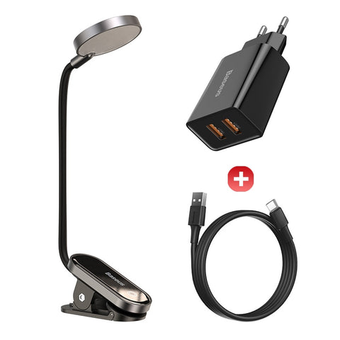 LUMINÁRIA PARA LEITURA C/ CLIPS DE LÂMPADA LED S/ FIO RECARREGÁVEL USB BASEUS