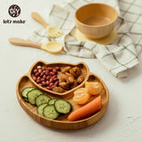 KIT ALIMENTAÇÃO PARA BEBÊS EM MADEIRA E SILICONE LET'S MAKE