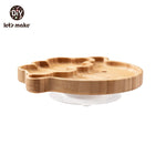 KIT ALIMENTAÇÃO PARA BEBÊS EM MADEIRA E SILICONE LET'S MAKE
