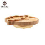 KIT ALIMENTAÇÃO PARA BEBÊS EM MADEIRA E SILICONE LET'S MAKE
