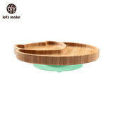 KIT ALIMENTAÇÃO PARA BEBÊS EM MADEIRA E SILICONE LET'S MAKE