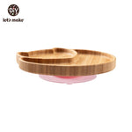 KIT ALIMENTAÇÃO PARA BEBÊS EM MADEIRA E SILICONE LET'S MAKE